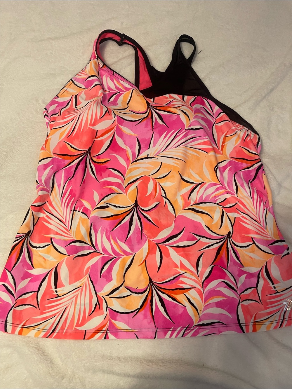 Pink Orange Floral Tankini Top